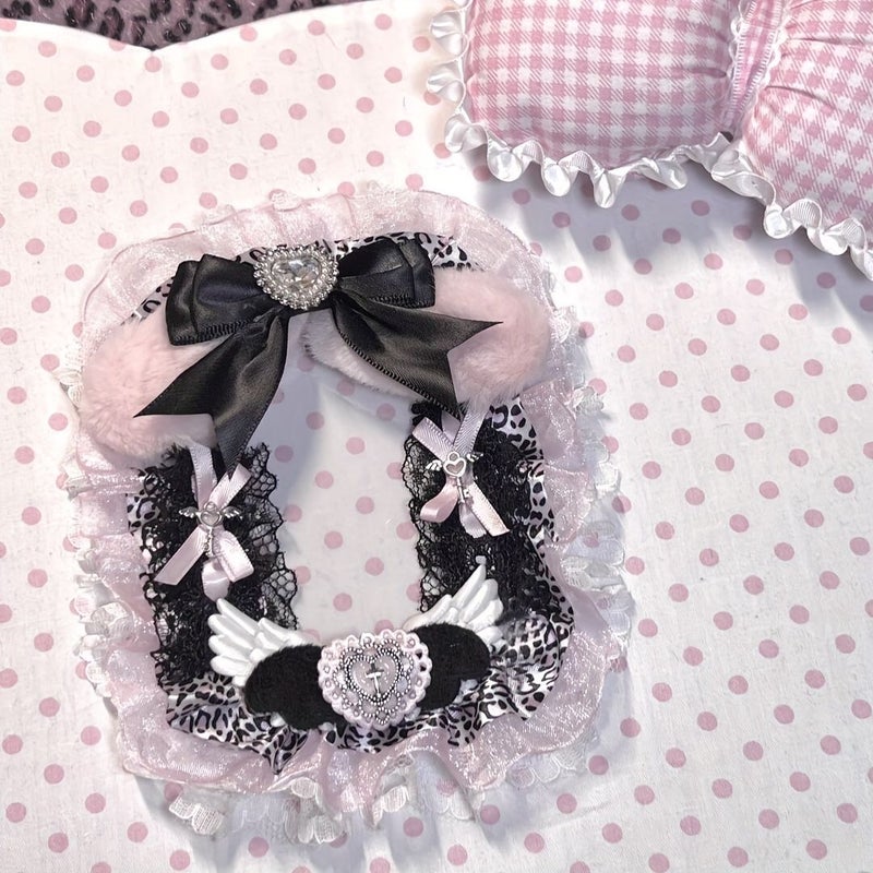 Pink Black Handmade Card Storage Clip Star Photo Display Ornaments Plush Backpack Pendants - Image 1