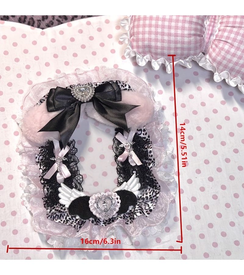 Pink Black Handmade Card Storage Clip Star Photo Display Ornaments Plush Backpack Pendants - Image 3