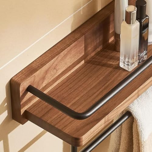 Crysellewoods Towel Rack, Wooden Holder with Extra Space for Bathroom and Kitchen washbasin, Wall-Mounted Organizer Shelves, Accessories Bar Towel Hanger (Double Rod, 60Cm) - Image 5