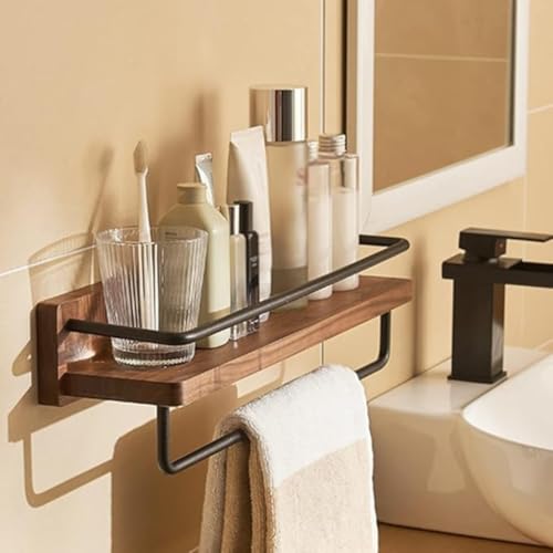 Crysellewoods Towel Rack, Wooden Holder with Extra Space for Bathroom and Kitchen washbasin, Wall-Mounted Organizer Shelves, Accessories Bar Towel Hanger (Double Rod, 60Cm) - Image 2