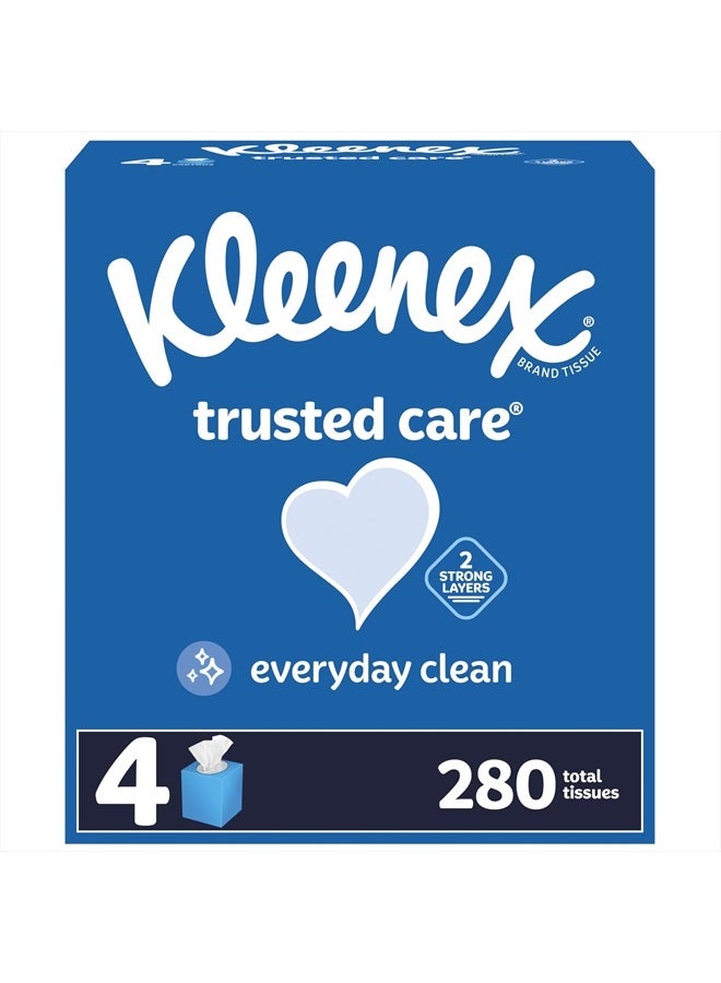 Kleenex Trusted Care Facial Tissues, 4 Cube Boxes, 70 Tissues per Box, 2-Ply (280 Total Tissues), Packaging May Vary - Image 1