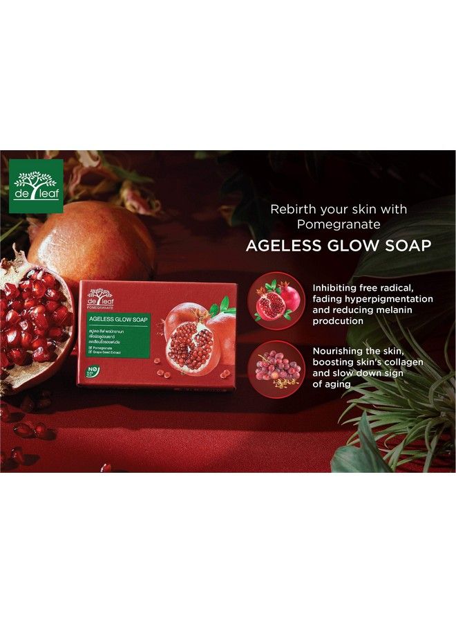 de leaf thanaka Natural Pomegranate Bar Soap Vitamin E Anti Aging Ageless Glow Youthful Beauty Deep Cleansing Hydration Moisturize Clean Face Facial Body Skin Soap 100 G 1 Pack Count Pomegranate - Image 5