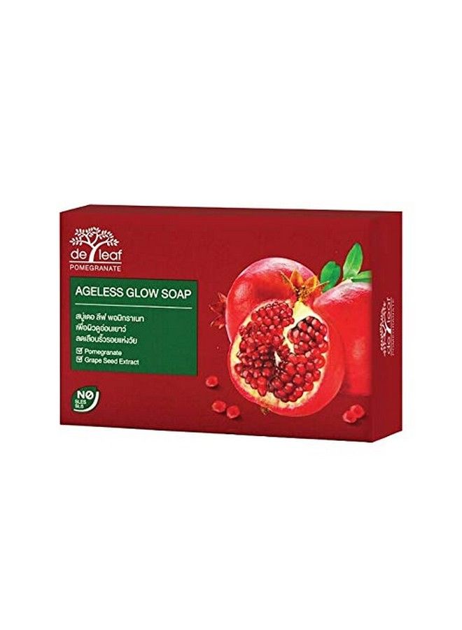 de leaf thanaka Natural Pomegranate Bar Soap Vitamin E Anti Aging Ageless Glow Youthful Beauty Deep Cleansing Hydration Moisturize Clean Face Facial Body Skin Soap 100 G 1 Pack Count Pomegranate - Image 1