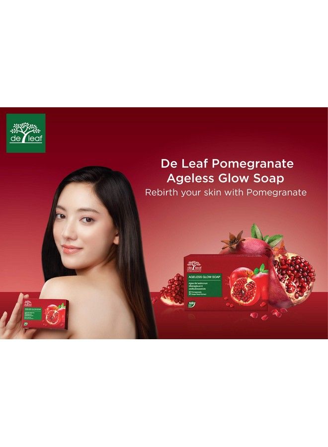 de leaf thanaka Natural Pomegranate Bar Soap Vitamin E Anti Aging Ageless Glow Youthful Beauty Deep Cleansing Hydration Moisturize Clean Face Facial Body Skin Soap 100 G 1 Pack Count Pomegranate - Image 4