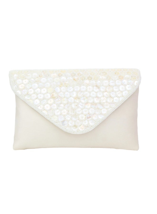 Dollar's Fashion Women’s Suede Clutch JF325 - Elegant Evening Party Handbag, Wedding Bridal Clutch Purse, Stylish Mini Shoulder Bag with Chain Strap, Ladies Formal Occasion Pouch (Cream) - Image 1