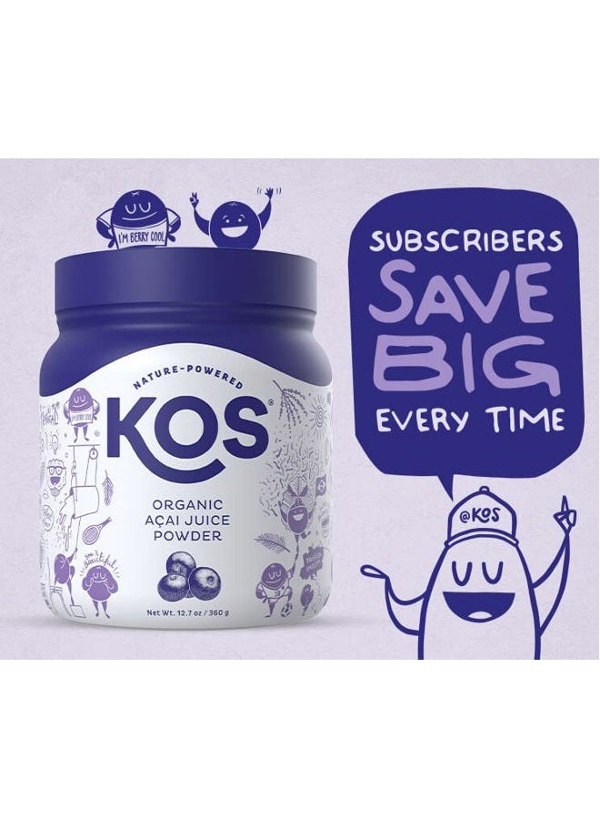 KOS Organic Acai Powder, Unsweetened Superfood - Natural Antioxidant Powder from Acai Berry, Great for Smoothies and Bowls - Polyphenol Abundant, USDA, Gluten-Free, Non-GMO - 12.7 oz, 120 Servings - Image 3