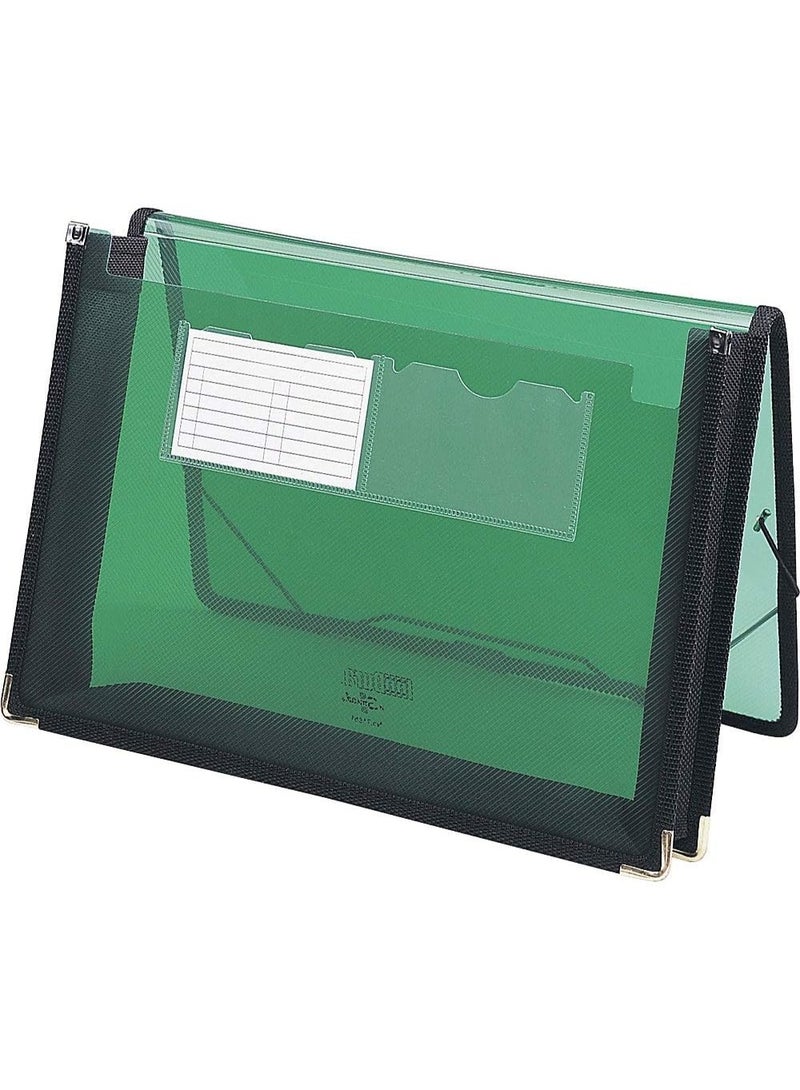 Smead Smead Poly File Wallet with Closure, 2-1/4" Expansion, Flap and Cord Closure, Translucent, Letter Size, Green (71951) 