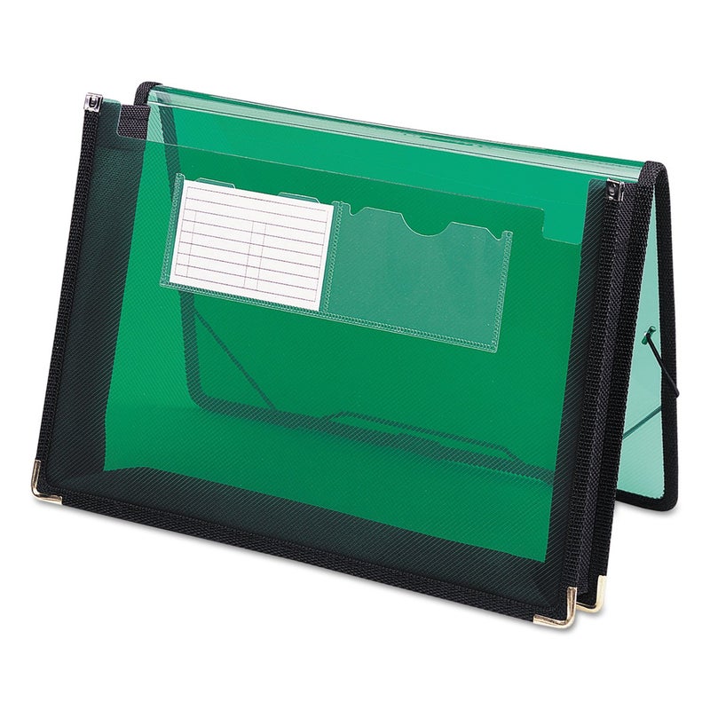 Smead Poly File Wallet with Closure, 2-1/4" Expansion, Flap and Cord Closure, Translucent, Letter Size, Green (71951) - Image 1