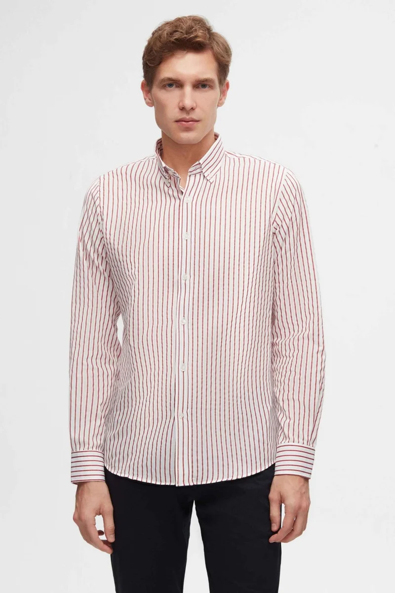 D'S DAMAT D'S Groom Ds Groom Slim Fit Claret Red Cotton Blend 2-Piece Crew Neck Shirt and Sweater