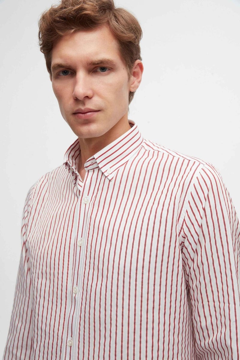 D'S DAMAT D'S Groom Ds Groom Slim Fit Claret Red Cotton Blend 2-Piece Crew Neck Shirt and Sweater - Image 3