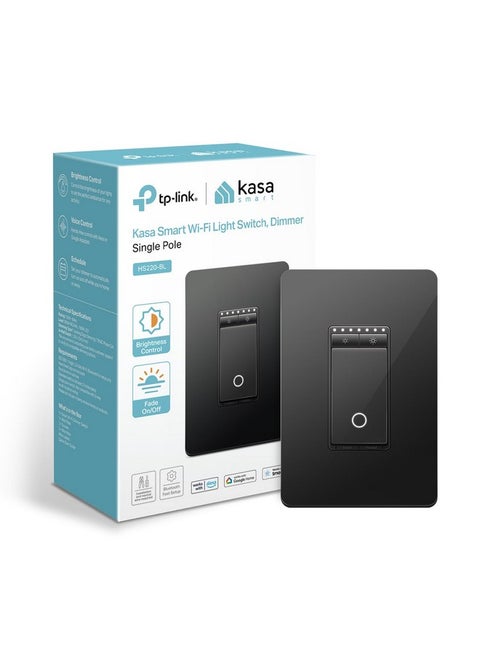 Kasa Smart Dimmer Switch HS220, Single Pole, Needs Neutral Wire, 2.4GHz Wi-Fi Light Switch Compatible with Alexa and Google Home, UL Certified, No Hub Required, Black
