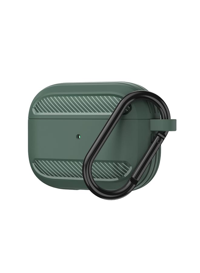 Raxoom Case Cover Wireless Earphones Shockproof Carbon Fiber Armor TPU Protective Case For AirPods Pro Green