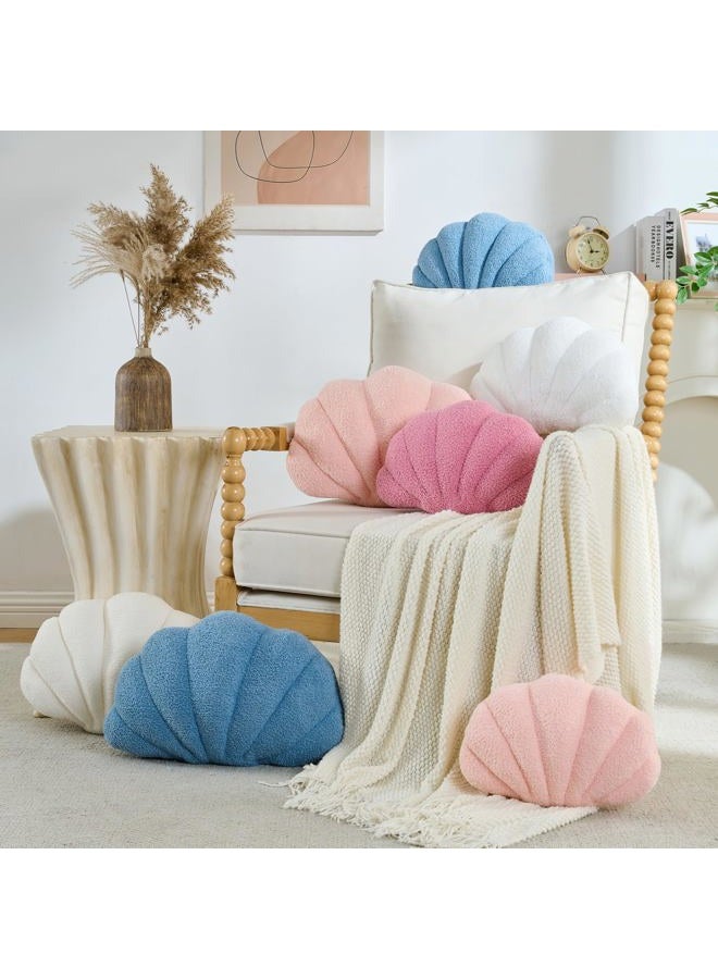 CANGHI Shell Pillow Seashell Decorative Pillow Blue Beachy Coastal Shell Shaped Throw Pillows 13x10 Inch Soft Ocean Beach Sea Shell Plush Pillows Cushion for Bed Couch Living Sofa Room Decor - Image 3