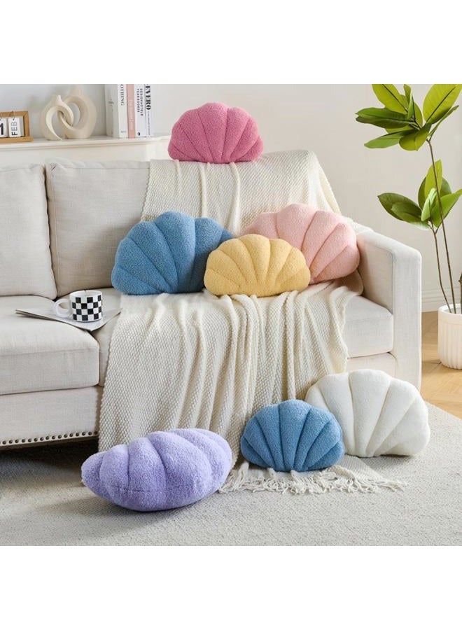 CANGHI Shell Pillow Seashell Decorative Pillow Blue Beachy Coastal Shell Shaped Throw Pillows 13x10 Inch Soft Ocean Beach Sea Shell Plush Pillows Cushion for Bed Couch Living Sofa Room Decor - Image 5