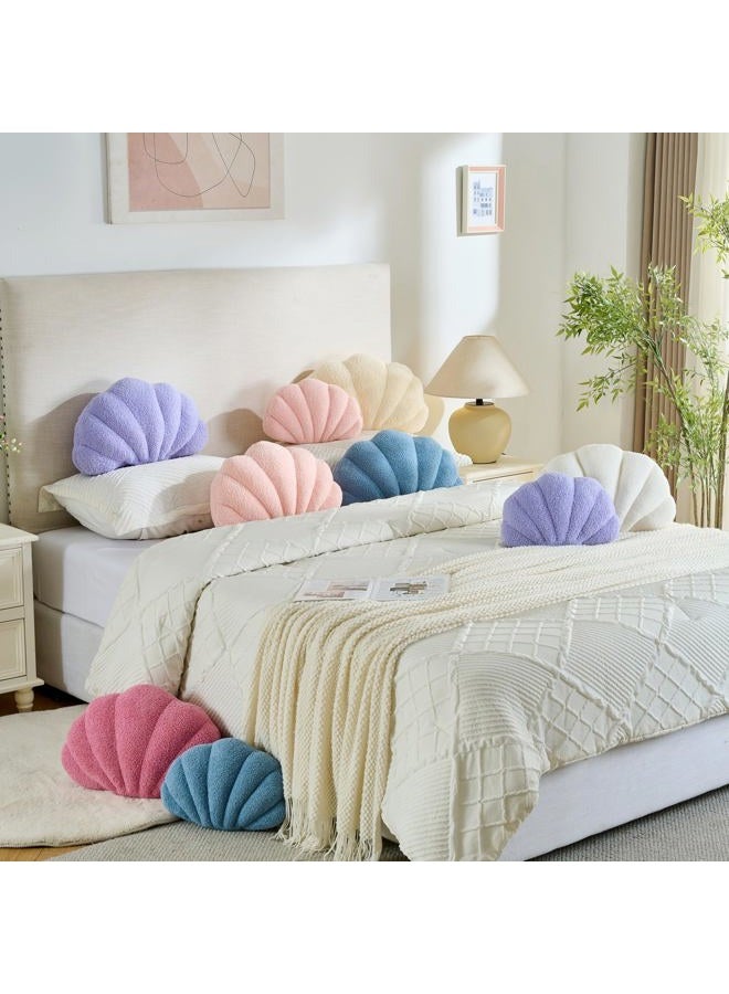 CANGHI Shell Pillow Seashell Decorative Pillow Blue Beachy Coastal Shell Shaped Throw Pillows 13x10 Inch Soft Ocean Beach Sea Shell Plush Pillows Cushion for Bed Couch Living Sofa Room Decor - Image 4