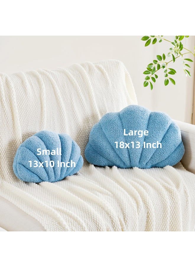 CANGHI Shell Pillow Seashell Decorative Pillow Blue Beachy Coastal Shell Shaped Throw Pillows 13x10 Inch Soft Ocean Beach Sea Shell Plush Pillows Cushion for Bed Couch Living Sofa Room Decor - Image 2