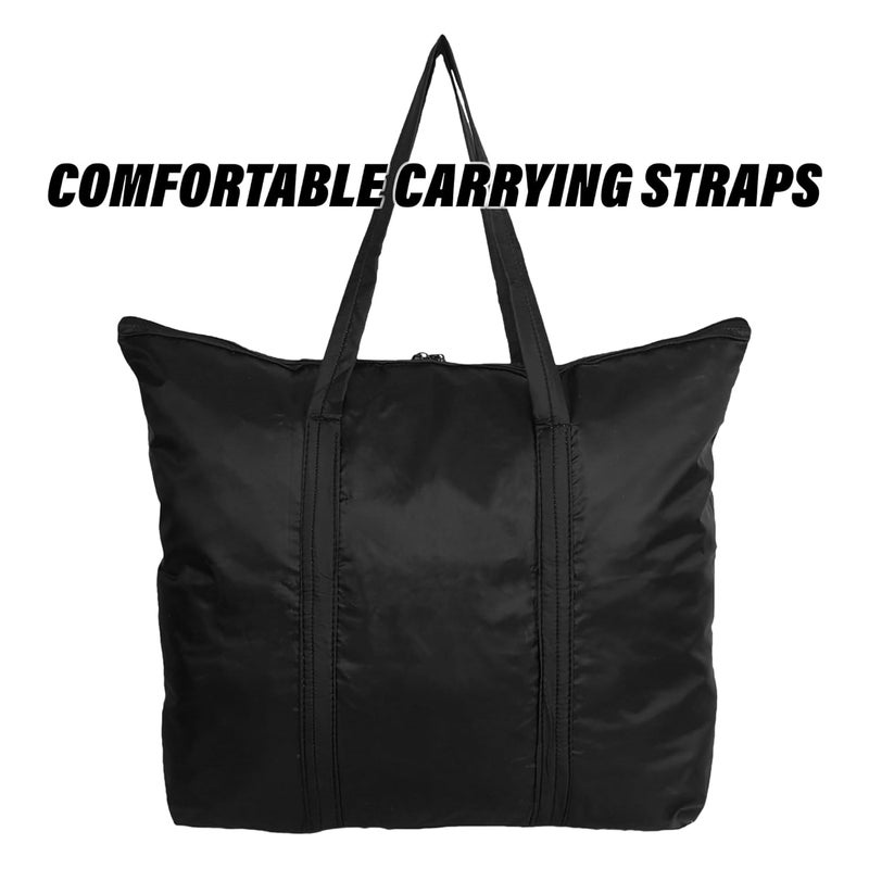 Kuber Industries Kuber Industries Storage Bag Clothes Storage Bag Storage Bag with Handle Grocery Hand Bag Foldable Storage Bag Front Pocket Storage Bag Pack of 2 Black  - Image 4
