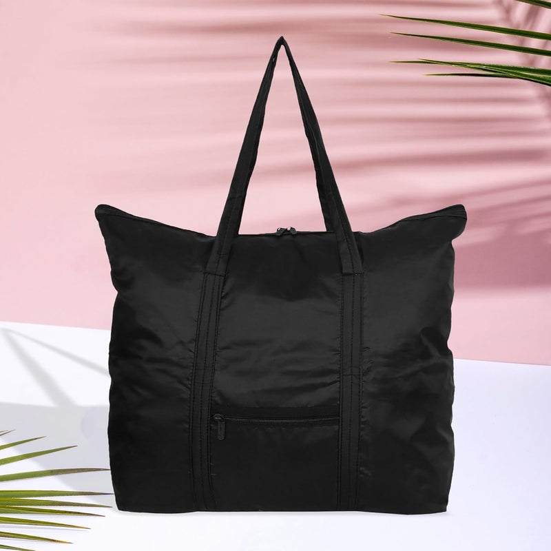 Kuber Industries Kuber Industries Storage Bag Clothes Storage Bag Storage Bag with Handle Grocery Hand Bag Foldable Storage Bag Front Pocket Storage Bag Pack of 2 Black  - Image 2