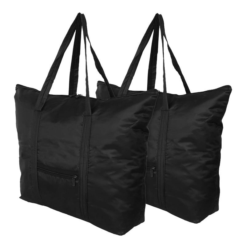 Kuber Industries Kuber Industries Storage Bag Clothes Storage Bag Storage Bag with Handle Grocery Hand Bag Foldable Storage Bag Front Pocket Storage Bag Pack of 2 Black  - Image 1