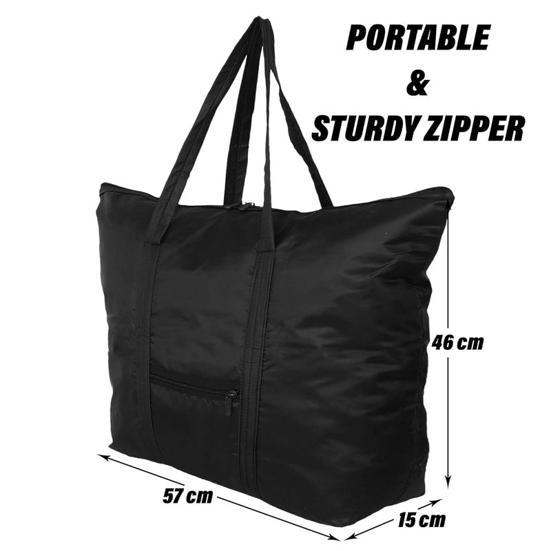 Kuber Industries Kuber Industries Storage Bag Clothes Storage Bag Storage Bag with Handle Grocery Hand Bag Foldable Storage Bag Front Pocket Storage Bag Pack of 2 Black  - Image 3