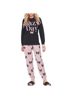 A2Z Ladies Cute 2 Piece Pyjama Set Loungewear - PJS 209 Lazy Black Adult 3XL  - Image 2