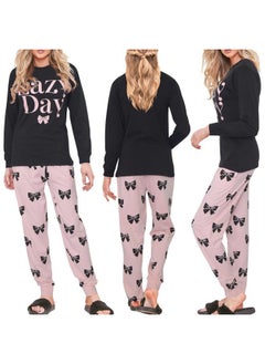 A2Z Ladies Cute 2 Piece Pyjama Set Loungewear - PJS 209 Lazy Black Adult 3XL  - Image 5