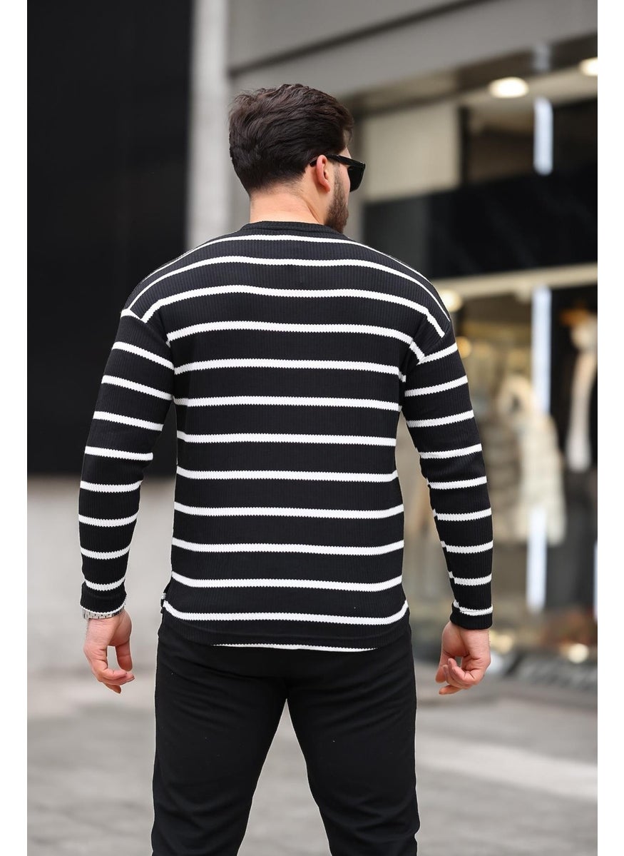 Unique Printed Striped Men's Sweatshirt - Black - pzsku/ZC74AE624C3AAA24AF37EZ/45/_/1741192255/ac44f13a-df3b-4fb9-a8fb-d331f383ec9f