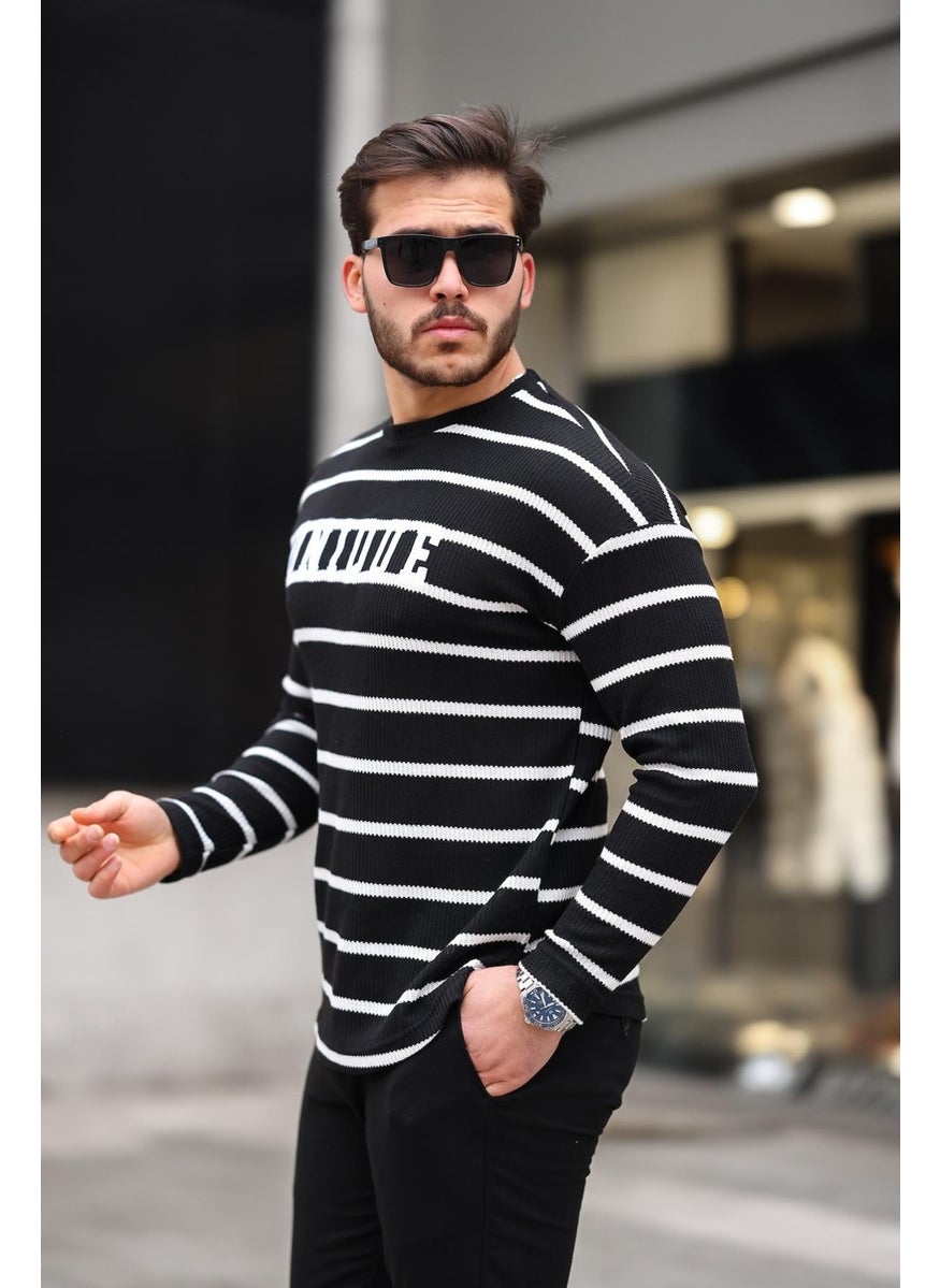 Unique Printed Striped Men's Sweatshirt - Black - pzsku/ZC74AE624C3AAA24AF37EZ/45/_/1741192259/265b7763-0266-4e8b-b1df-e3b5fc1c2599