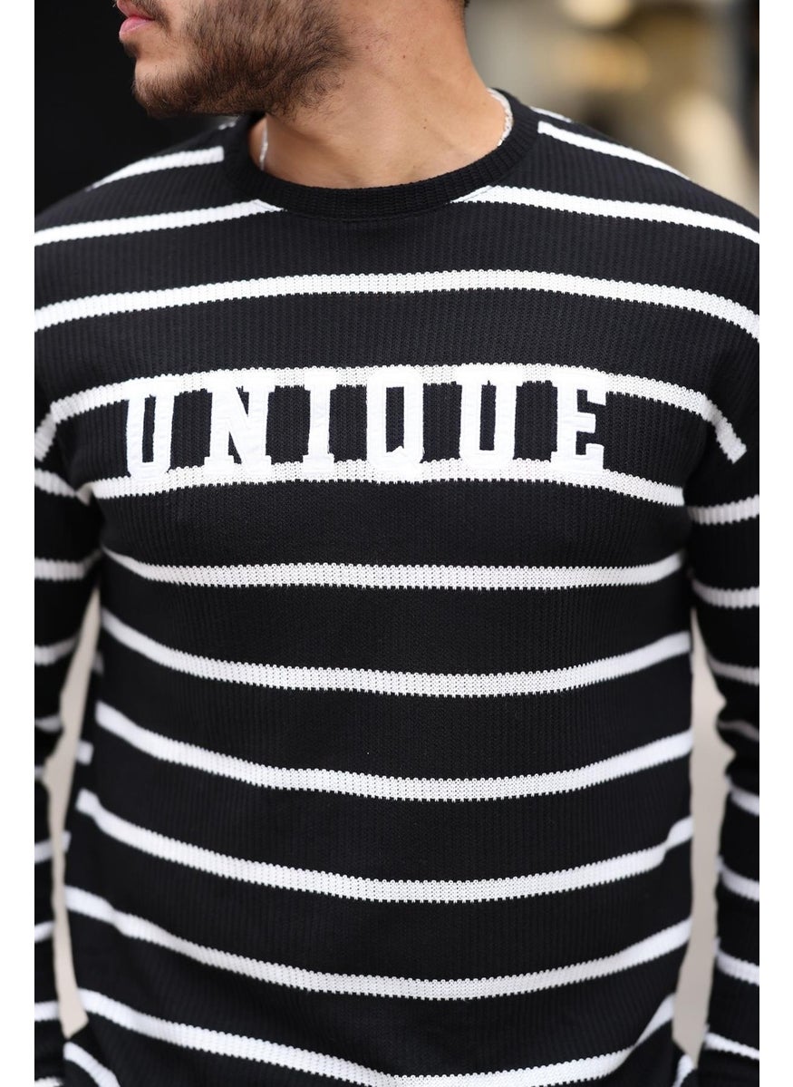 Unique Printed Striped Men's Sweatshirt - Black - pzsku/ZC74AE624C3AAA24AF37EZ/45/_/1741192346/7d3e3dd6-9ba4-410c-a76f-632c9cae58c9