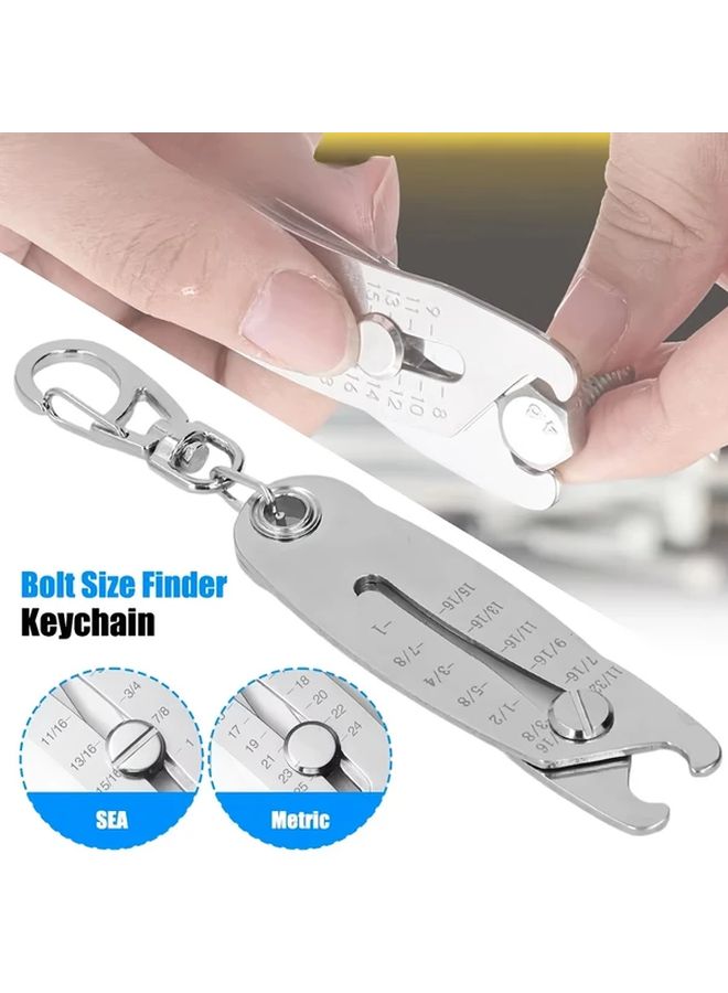 Portable Precision Thread Size Checker Inch Metric Bolt Gauge Keychain Tool - Image 2