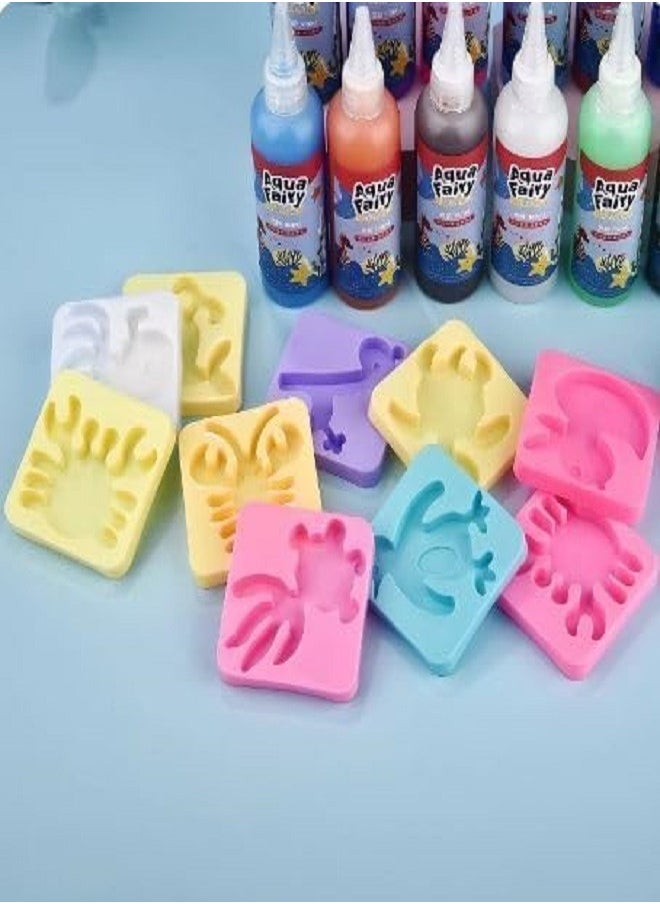 null - Magic Water Elf toy set consists of 6 colors, aqua fairy water gel with 6 animal sponge molds, 3D paint for creative arts and crafts for boys and girls aged 3-8 years - Image 1
