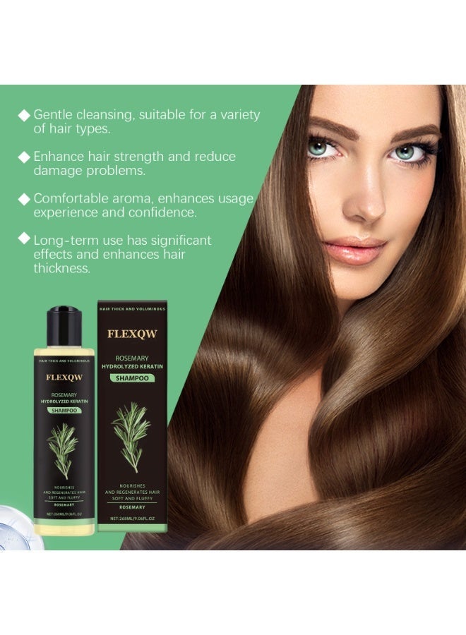 FLEXQW Rosemary & Hydrolyzed Keratin Shampoo - Nourishing Volumizing Shampoo for Damaged, Fine, Flat Hair, Lightweight & Softening， 268ml - Image 4