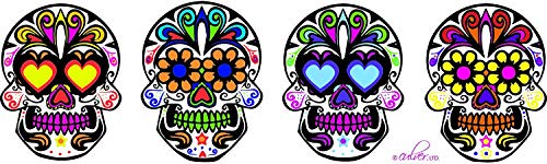 Culver Festive Sugar Skulls Decorated Double Old Fashioned Tumbler Glasses, 13.5-Ounce, Gift Boxed Set of 2 (Clear) - Image 3