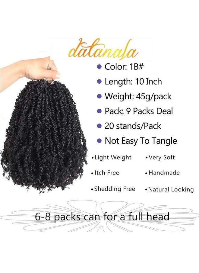 datanala - Datanala Yanky Twists Crochet Braiding Hair 10 Inch 9 Packs Crochet Hair with Curls Micro Spring Twists Crochet Hair Pre-looped Curly Crochet Braids Hair Extensions for Women (1B#, 10inch) - Image 1
