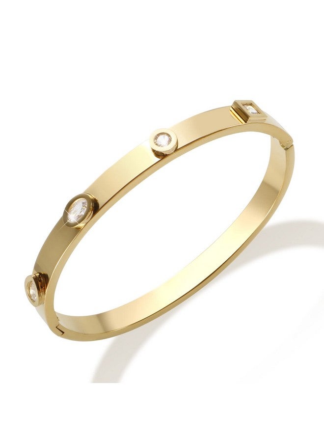 JINHUI Friendship Bangle Bracelet For Women, Best Friend Back To School Gifts For Her, Dainty Gold Bangle Stainless Steel Jewelry Congraduation Gift 6.5" - Image 1