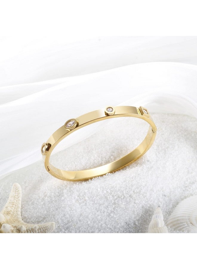 JINHUI Friendship Bangle Bracelet For Women, Best Friend Back To School Gifts For Her, Dainty Gold Bangle Stainless Steel Jewelry Congraduation Gift 6.5" - Image 2