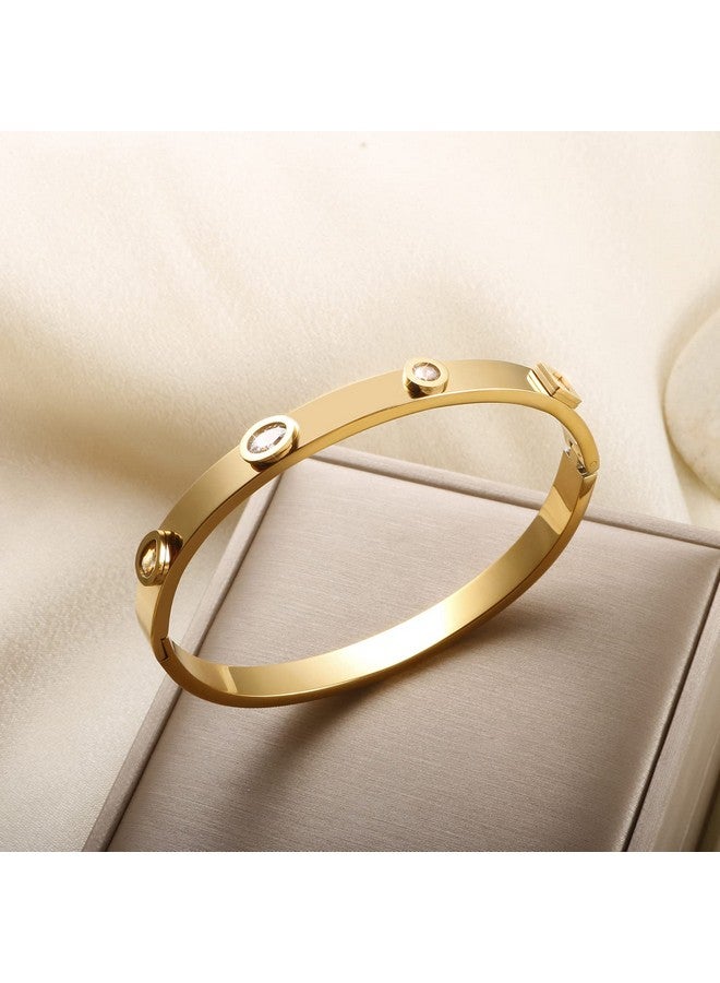 JINHUI Friendship Bangle Bracelet For Women, Best Friend Back To School Gifts For Her, Dainty Gold Bangle Stainless Steel Jewelry Congraduation Gift 6.5" - Image 5