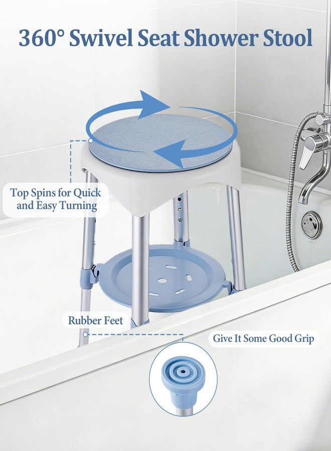 DUTYWORKS Shower Stools for Seniors, Small Shower Chair for Inside Narrow Tub with Storage Tray, Height Adjustable Swivel Shower Chair for Bathroom, 360° Rotating Shower Chairs (Blue) - Image 2