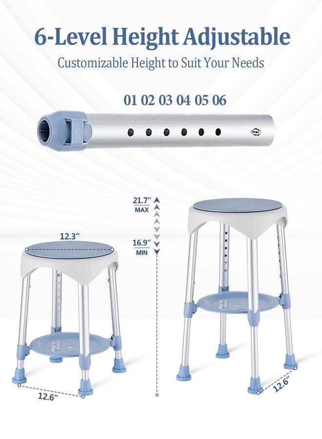 DUTYWORKS Shower Stools for Seniors, Small Shower Chair for Inside Narrow Tub with Storage Tray, Height Adjustable Swivel Shower Chair for Bathroom, 360° Rotating Shower Chairs (Blue) - Image 3