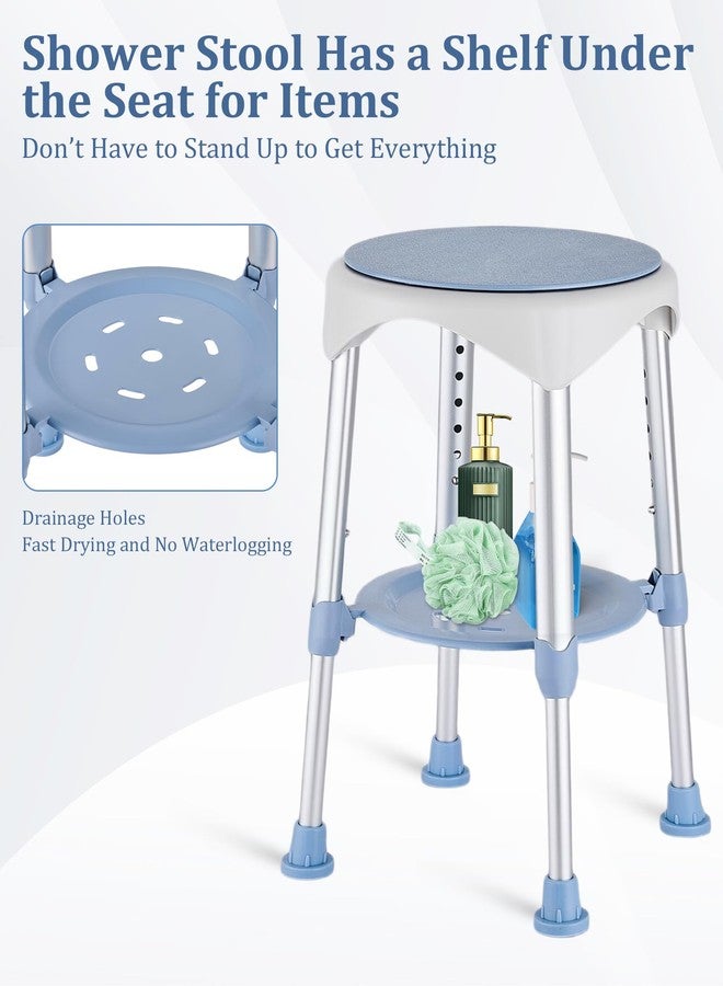 DUTYWORKS Shower Stools for Seniors, Small Shower Chair for Inside Narrow Tub with Storage Tray, Height Adjustable Swivel Shower Chair for Bathroom, 360° Rotating Shower Chairs (Blue) - Image 5