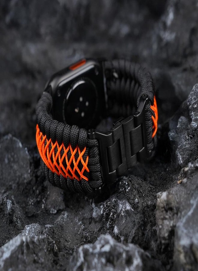 Tefeca Titan Series Paracord Band Compatible with Apple Watch Ultra 2/Ultra 49mm, Series 10 46mm, Series 9/8/7 45mm, SE2/SE/6/5/4 44mm, and Series 3/2/1 42mm (Ember,XL for 49/46/45/44/42mm) - Image 3
