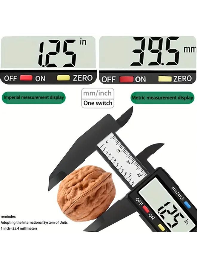 Black Digital Caliper with LCD Display 150mm Carbon Fiber Measuring Tool - Image 2