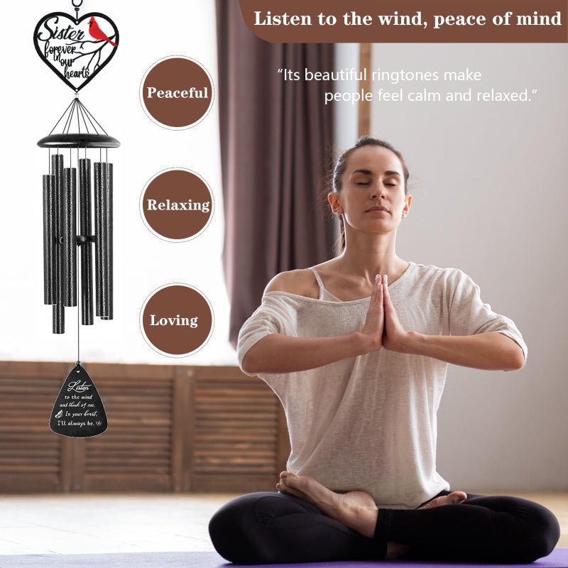 VENBEEL Memorial Gifts for Loss of Sister, 32" Cardinal Memorial Wind Chimes for Loss of Sister, Sympathy Wind Chimes Gifts in Memory of Sister - Image 4