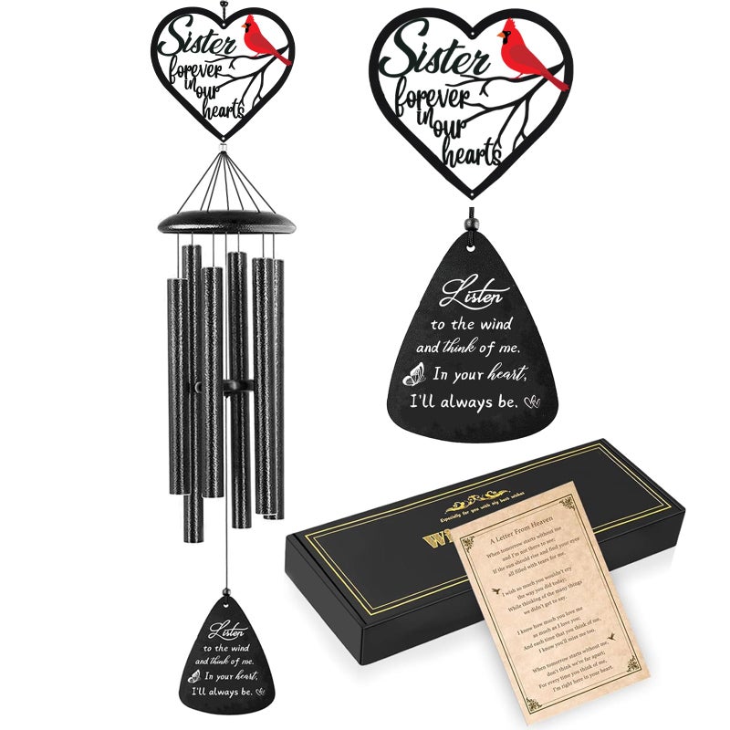VENBEEL Memorial Gifts for Loss of Sister, 32" Cardinal Memorial Wind Chimes for Loss of Sister, Sympathy Wind Chimes Gifts in Memory of Sister - Image 1