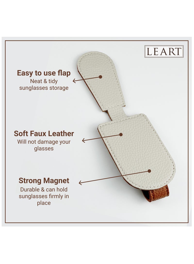 LeArt Sunglass Holder for Car – Car Sunglasses Holder | Car Accessories | Automobile Accessories | Sun Visor Car I Suitable for All Car Models (Caramel) - Image 5