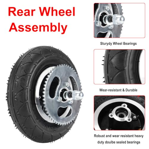 Cylemoto 200X50 Premium Rear Wheel 8"x2" Tire Assembly Chain Sprocket for Chain Drive Razor E200 (Versions 36+) Crazy Cart DLX Dune Buggy ePunk PowerRider eSpark Electric Scooter Drifting Cart - Image 2
