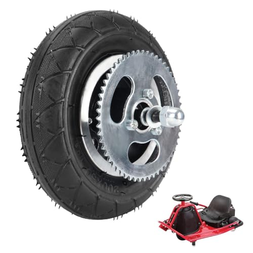 Cylemoto 200X50 Premium Rear Wheel 8"x2" Tire Assembly Chain Sprocket for Chain Drive Razor E200 (Versions 36+) Crazy Cart DLX Dune Buggy ePunk PowerRider eSpark Electric Scooter Drifting Cart - Image 1