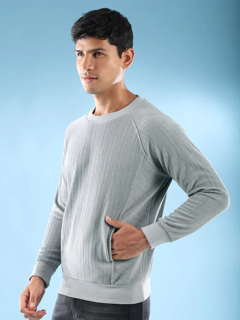 Beyoung Mist Grey Cut and Sew Sweatshirt