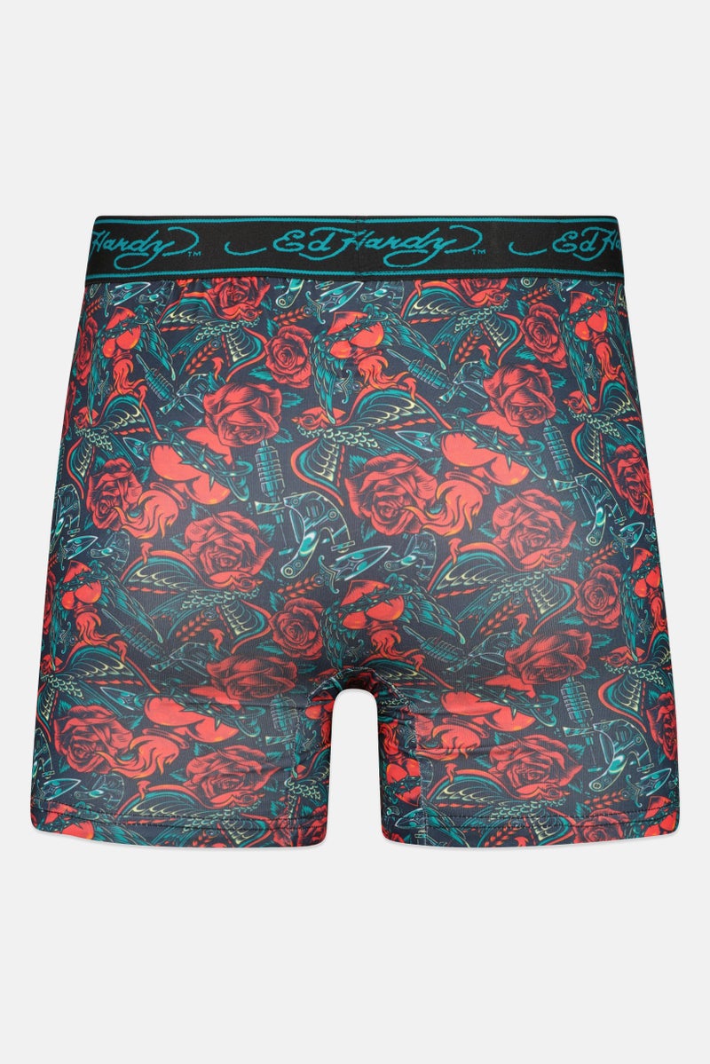 Ed Hardy Men 4Pcs Allover Print Boxer Briefs, Black Combo - Image 2