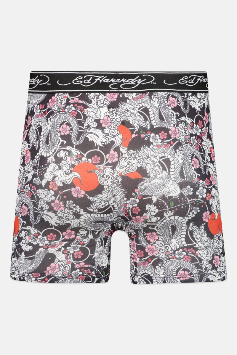 Ed Hardy Men 4Pcs Allover Print Boxer Briefs, Black Combo - Image 3